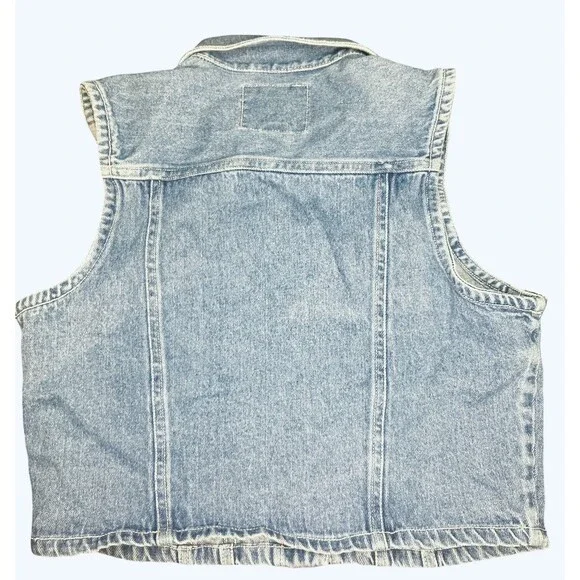 Vintage 80s 90s QUIZZ KIDZ Denim Jean Vest Western Button Up Size Large - Picture 3 of 3